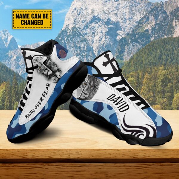 Customized Jesus Lion Of Judah Basketball Shoes, Faith Over Fear Running Shoes, Christian Unisex Shoes With Thick Sole
