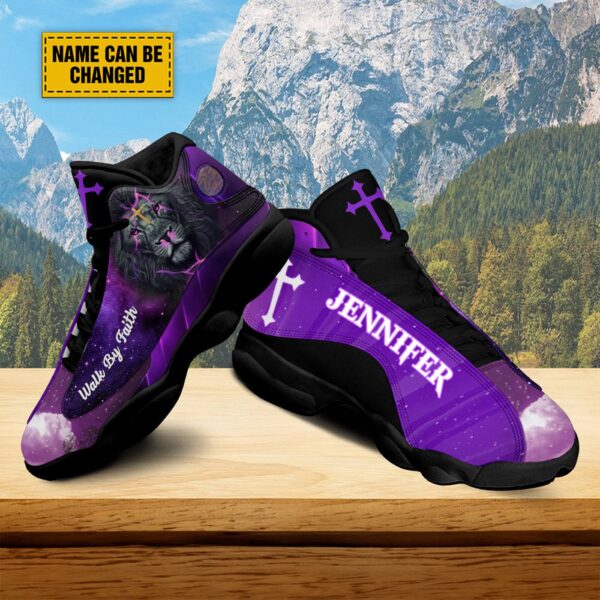 Customized Jesus Purple Lion Of Judah Basketball Shoes, Christian Religious Gifts Unisex Shoes With Thick Soles