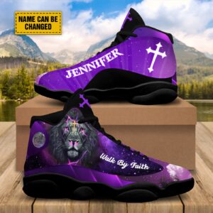 Customized Jesus Purple Lion Of Judah Basketball Shoes, Christian Religious Gifts Unisex Shoes With Thick Soles 1