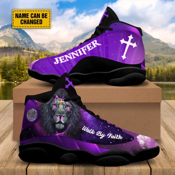 Customized Jesus Purple Lion Of Judah Basketball Shoes, Christian Religious Gifts Unisex Shoes With Thick Soles