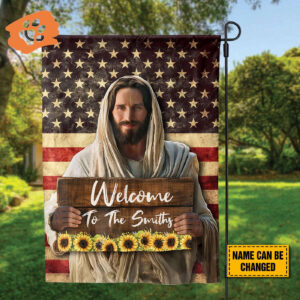 Custom Jesus Sunflower American Flag House Banner - Patriotic Garden Flag for Independence Day