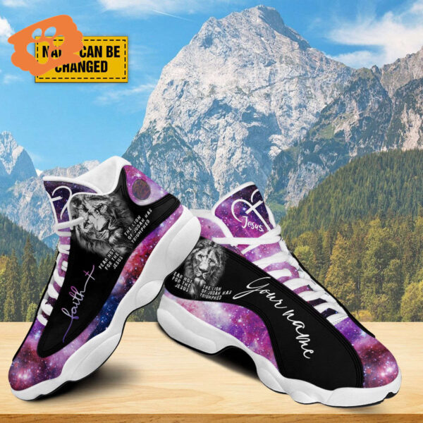 Customized Lion Jesus Cross Custom Basketball Shoes, Lion Of Judah Has Triumphed Running Shoes, Christian Unisex Basketball Shoes, Faith Believers