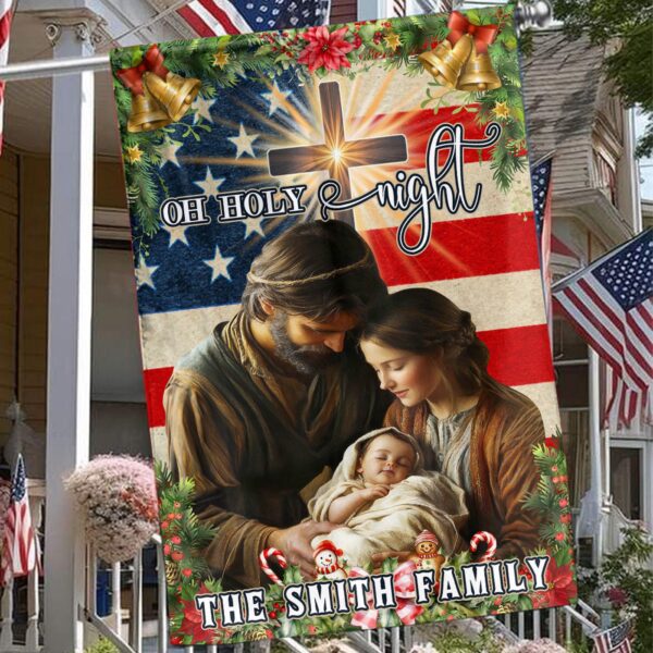 Personalized Nativity Holy Family American Flag – Christmas Yard Decoration