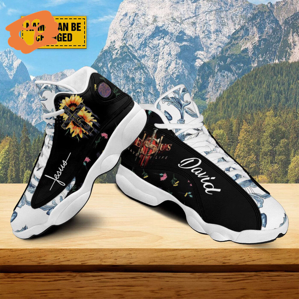Customized Sunflower Jesus Cross Basketball Shoes, Jesus Saved My Life Running Shoes, Unisex Shoes With Thick Sole Customized Sunflower Jesus Cross Basketball Shoes, Jesus Saved My Life Running Shoes, Unisex Shoes With Thick Sole