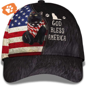 Cute Cat Us Flag God Bless America Baseball Cap, Christian, Jesus Hat Trucker Classic Hats Gift