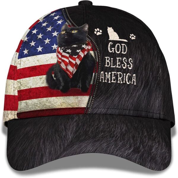 Cute Cat Us Flag God Bless America Baseball Cap, Christian, Jesus Hat Trucker Classic Hats Gift