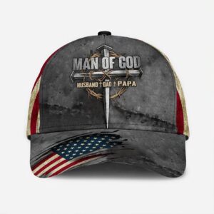 Dad The Man Of God Baseball Cap Hat Christian Classic Cap Hat, Christian Baseball Cap, Jesus Hat Trucker Classic Hats Gift 1