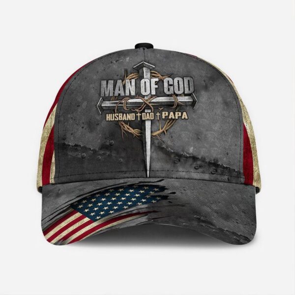 Dad The Man Of God Baseball Cap Hat Christian Classic Cap Hat, Christian Baseball Cap, Jesus Hat Trucker Classic Hats Gift