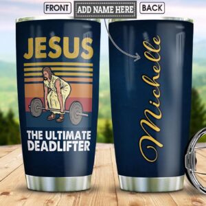 Deadlifter Jesus Personalized Stainless Steel Tumbler - Jesus Lover Men Women