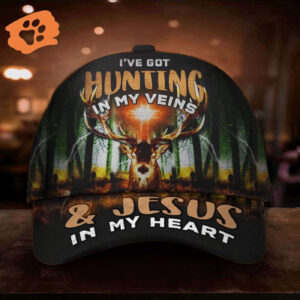 Deer Hunting Hat I’ve Got Hunting In My Veins And Jesus In My Heart Best Caps For Men Trucker Classic Hats Gift