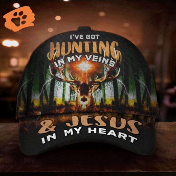 Deer Hunting Hat I’ve Got Hunting In My Veins And Jesus In My Heart Best Caps For Men Trucker Classic Hats Gift
