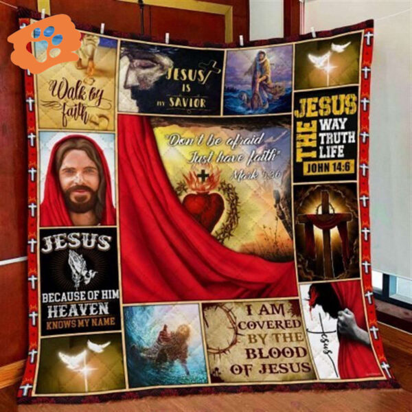 Faithful Jesus Christian Quilt Blanket – Perfect Christian Gift for Believers