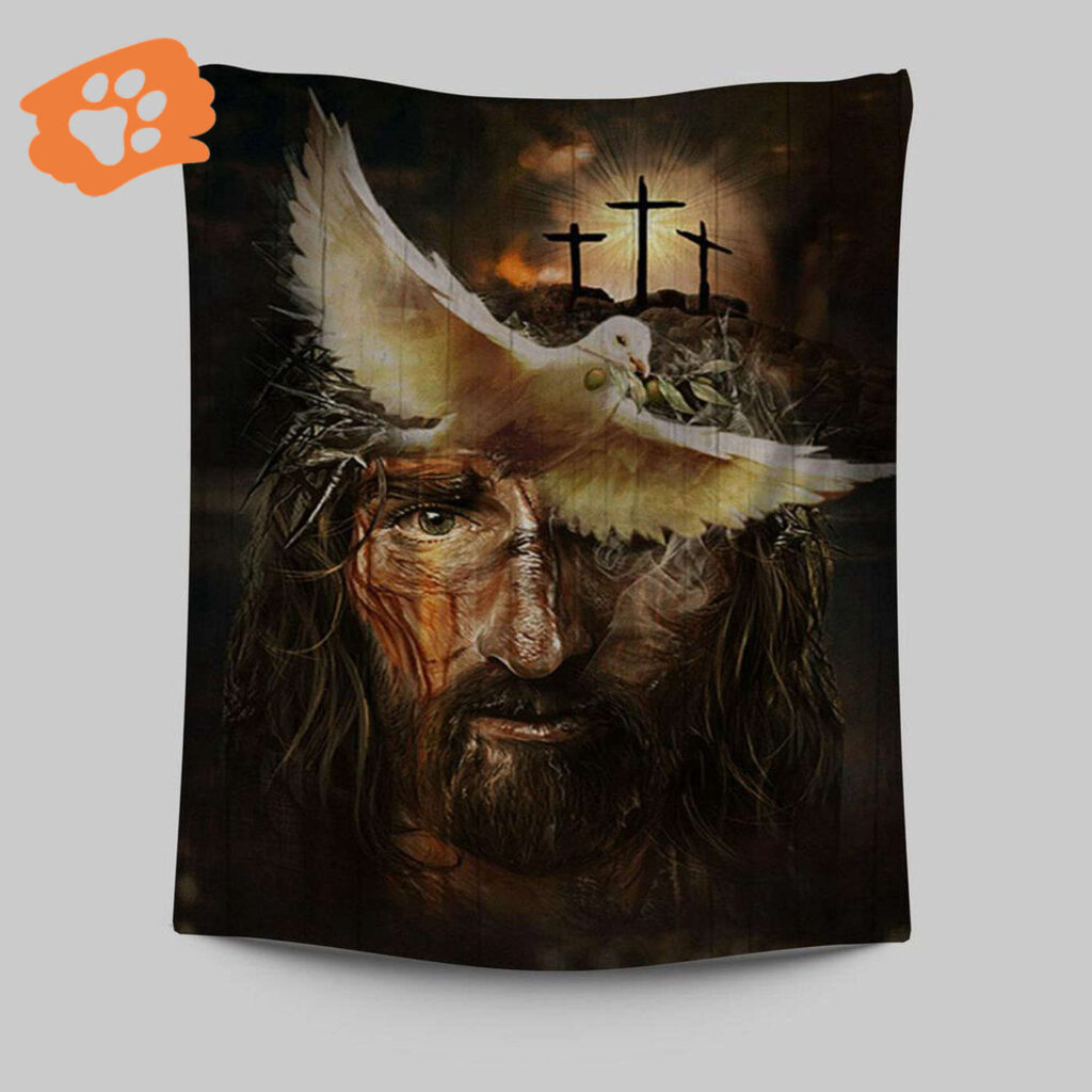 Dove & Olive Branch Jesus Cross Tapestry – Christian Wall Art with Bible Verse Prints Dove & Olive Branch Jesus Cross Tapestry – Christian Wall Art with Bible Verse Prints