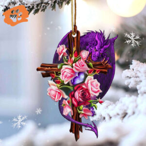 Dragon Roses & Jesus Ornament: Unique Two-Sided Decor for Home or Office