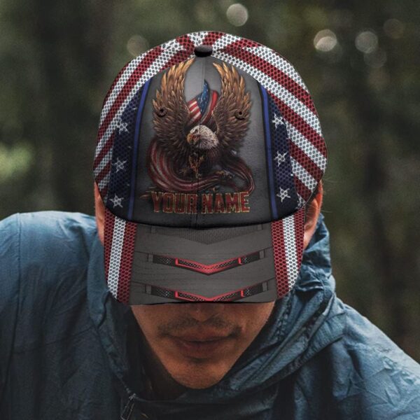 Eagle Ameriacan Custom Name Baseball Cap, Christian, Jesus Hat Trucker Classic Hats Gift