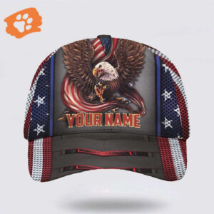 Eagle Ameriacan Custom Name Baseball Cap, Christian, Jesus Hat Trucker Classic Hats Gift