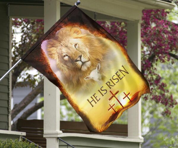 Easter Flag Lion Of Judah Lamb Jesus He Is Risen Flag Resurrection Day Christian Easter Decor