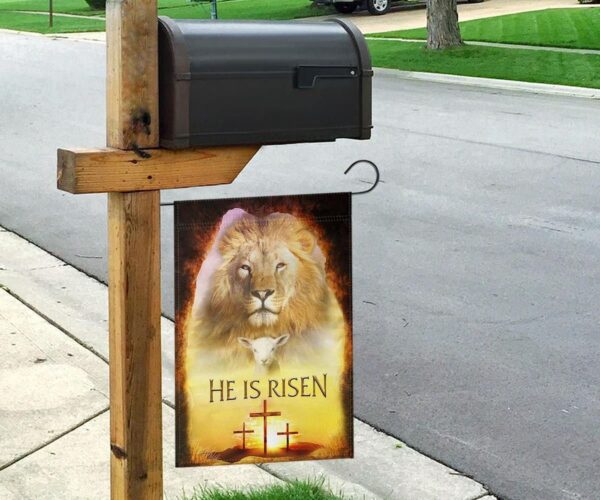 Easter Flag Lion Of Judah Lamb Jesus He Is Risen Flag Resurrection Day Christian Easter Decor