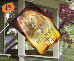 Easter Flag Lion Of Judah Lamb Jesus He Is Risen Flag Resurrection Day Christian Easter Decor