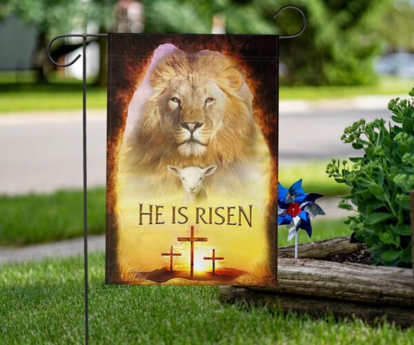 Easter Flag Lion Of Judah Lamb Jesus He Is Risen Flag Resurrection Day Christian Easter Decor