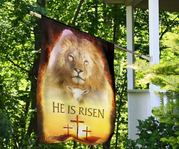 Easter Flag Lion Of Judah Lamb Jesus He Is Risen Flag Resurrection Day Christian Easter Decor