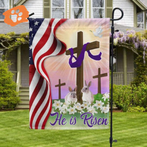 Easter Jesus Cross He Is Risen Flag And American Flag Christian Easter Decorations