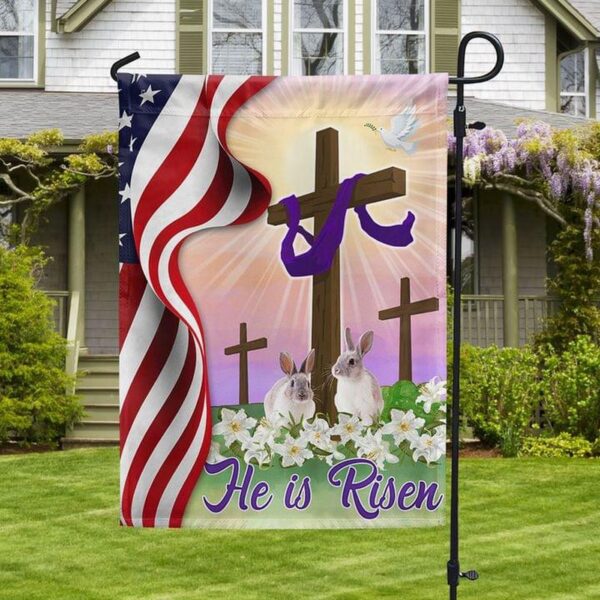 Easter Jesus Cross He Is Risen Flag And American Flag Christian Easter Decorations