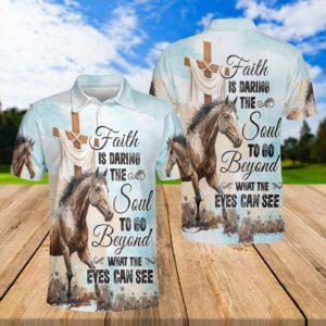 Faith-Inspired Jesus and Horse Polo Shirt - Perfect Gift for Jesus and Horse Lovers Men and Women Sizes S-5XL