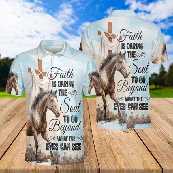 Faith-Inspired Jesus and Horse Polo Shirt – Perfect Gift for Jesus and Horse Lovers Men and Women Sizes S-5XL