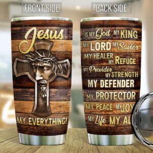 Faith Jesus Is Wooden Style Stainless Steel Tumbler - Jesus Lover Men Women