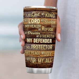 Faith Jesus Is Wooden Style Stainless Steel Tumbler - Jesus Lover Men Women 1