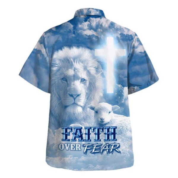 Faith Over Fear Lion Lamb Hawaiian Shirt for Men Christian Gift Shirt