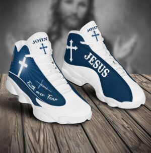 Faith over fear blue Jesus custom name Air Jordan 13 Shoes - Gift for Men Women 1