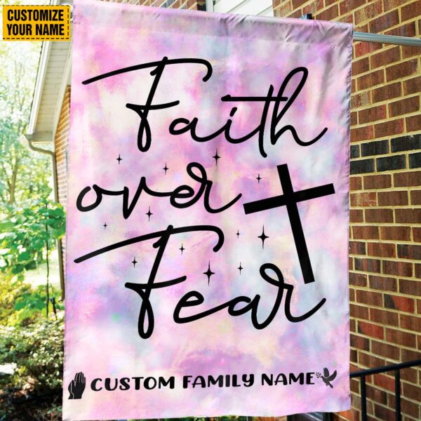 Customized Faith Over Fear Garden Flag & Jesus Tie Dye House Flag – Hippie Style Home Decor