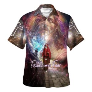Faith Over Fear Jesus Hawaiian Shirt for Men - Christian Gift