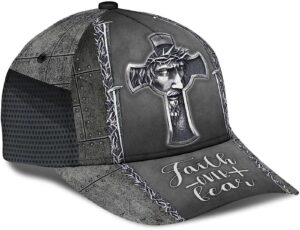 Faith Over Fear Jesus Cross Baseball Cap Hat Trucker Classic Hats Gift 1