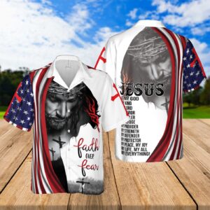 Faith Over Fear Hawaiian Jesus Gift Set & Warrior Christian Vibes Shirts