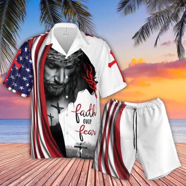 Faith Over Fear Hawaiian Jesus Gift Set & Warrior Christian Vibes Shirts