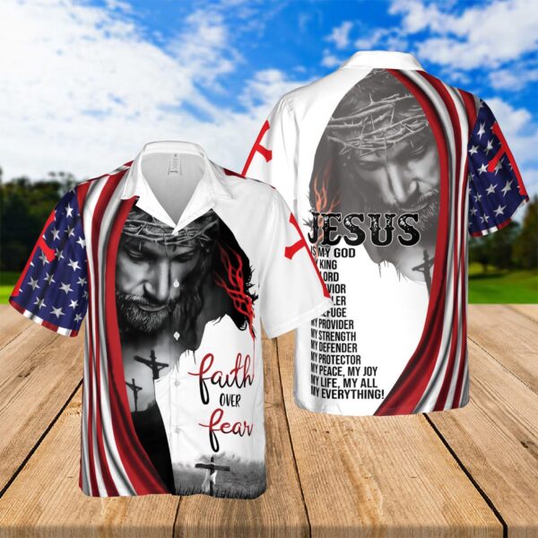 Faith Over Fear Hawaiian Jesus Gift Set & Warrior Christian Vibes Shirts