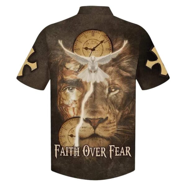 Faith Over Fear Jesus Lion And Dove Hawaiian Shirt For Men – Christian Gift
