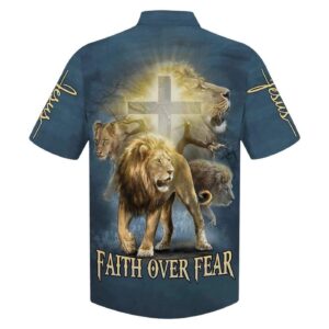 Faith Over Fear Lion Hawaiian Shirt for Men Christian Jesus Gift 1