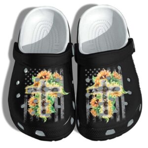 Faith Sunflower Hippie Jesus God Crocs - Stylish Crocband Clog Shoes