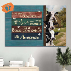 Family Landscape Poster: Dairy Cow & Jesus Art for Home Decor - Perfect Gift for Family Members