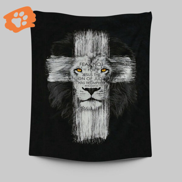 Fear Not: Jesus Lion of Judah Tapestry Wall Art – Revelation 5:5 – Religious Tapestries