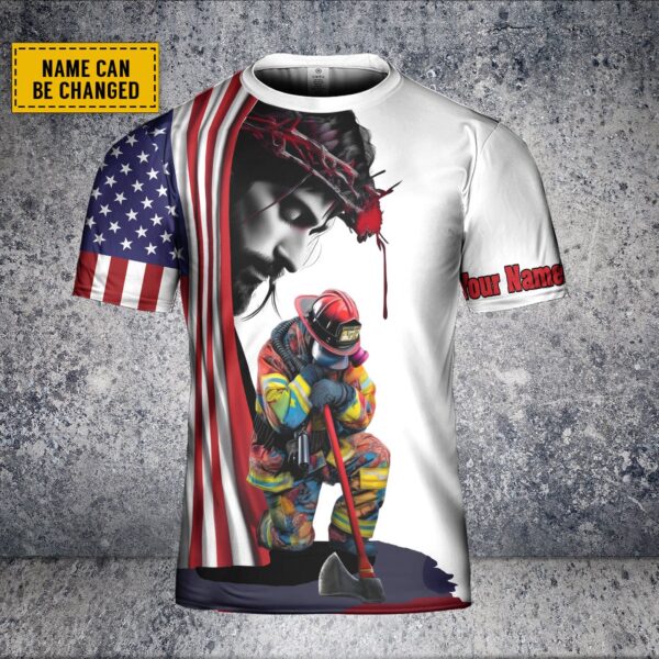 Custom Firefighter 911 Day 3D Polo & Jesus American Flag Shirt – Patriot Remembrance