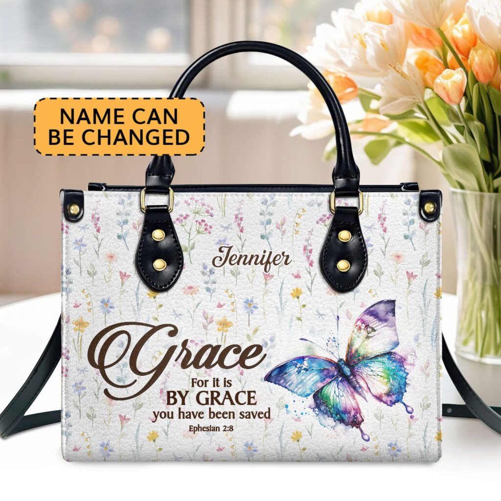 Personalized Ephesians 2:8 Leather Handbag – Perfect Worship Gift for Spiritual Friends Personalized Ephesians 2:8 Leather Handbag – Perfect Worship Gift for Spiritual Friends