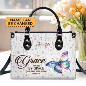 Personalized Ephesians 2:8 Leather Handbag - Perfect Worship Gift for Spiritual Friends