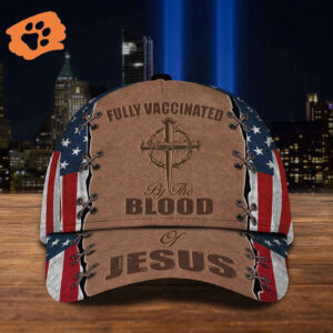 Fully Vaccinated By The Blood Of Jesus American Flag Hat Funny Christian Hat Classic Cap Trucker Classic Hats Gift