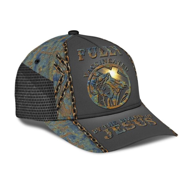 Fully Vaccinated By The Blood Of Jesus Classic Cap, Jesus All Over Print Baseball Cap Hat Trucker Classic Hats Gift