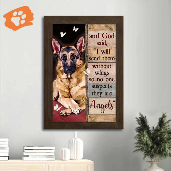 German Shepherd and Butterfly  Poster Home Decor Gift Home Decor Gift – Jesus Portrait Poster for Christian Wall Art